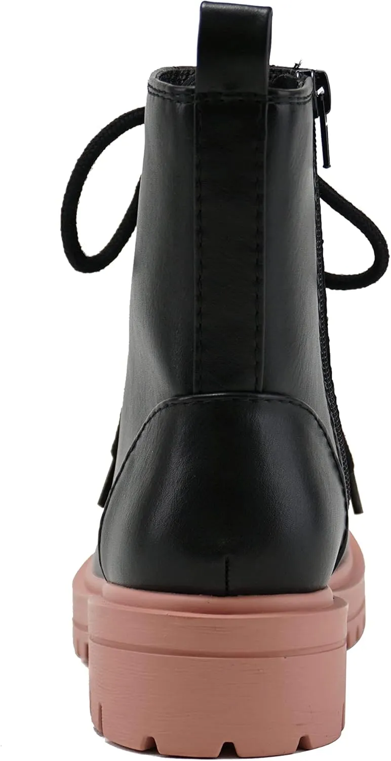 Soda Women Combat Army Military Motorcycle Riding Platform Boots Side Zipper Firm-S