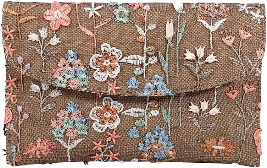 Solyinne Summer Straw Purses for Women Envelope Package, Sequin Embroidered Flowers Straw Bag Bohemian Handmade Handbags