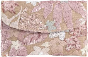 Solyinne Summer Straw Purses for Women Envelope Package, Sequin Embroidered Flowers Straw Bag Bohemian Handmade Handbags