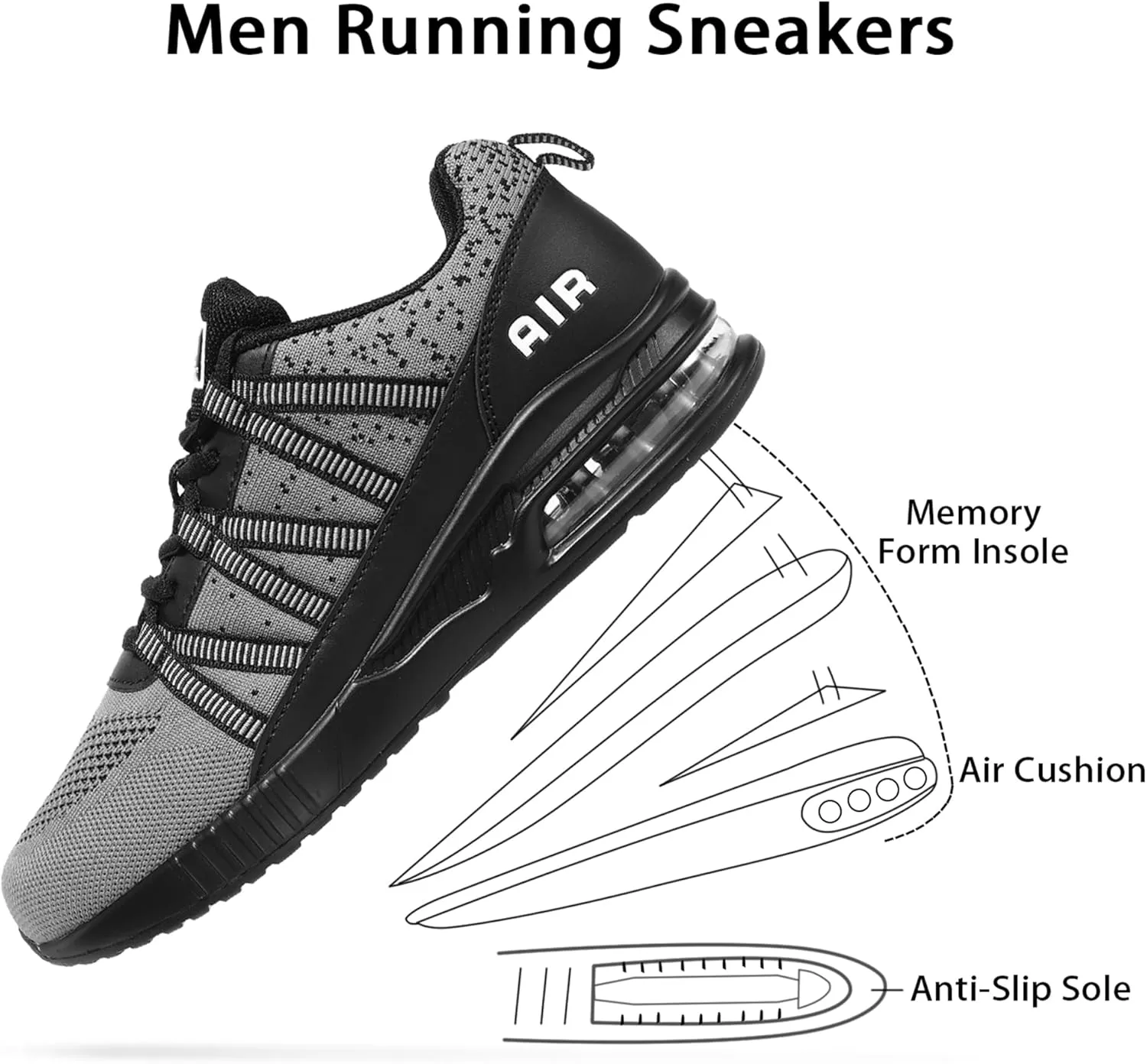 Soulsfeng Mens Air Cushion Running Shoes Lightweight Breathable Workout Tennis Gym Jogging Walking Sneakers US 5.5-12