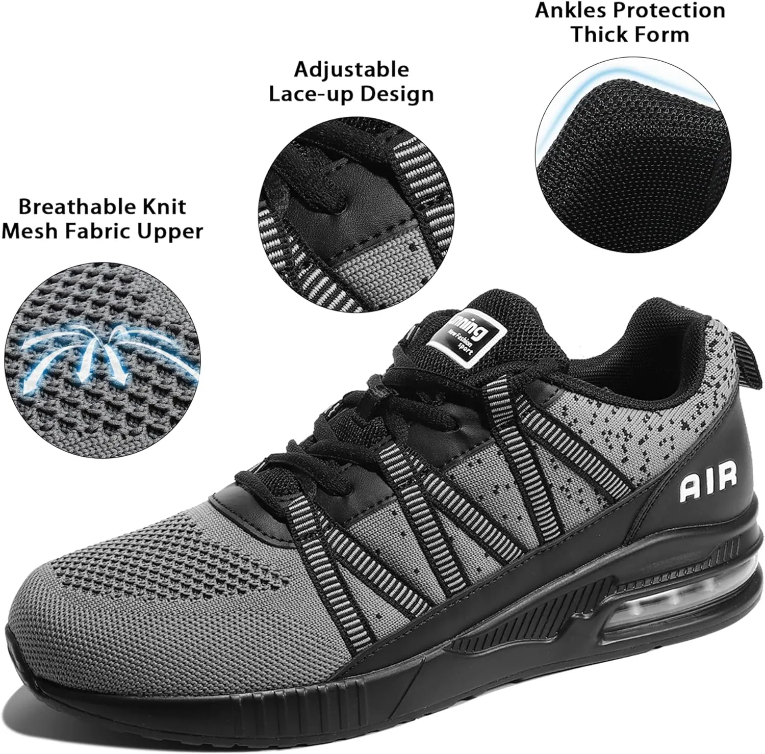 Soulsfeng Mens Air Cushion Running Shoes Lightweight Breathable Workout Tennis Gym Jogging Walking Sneakers US 5.5-12