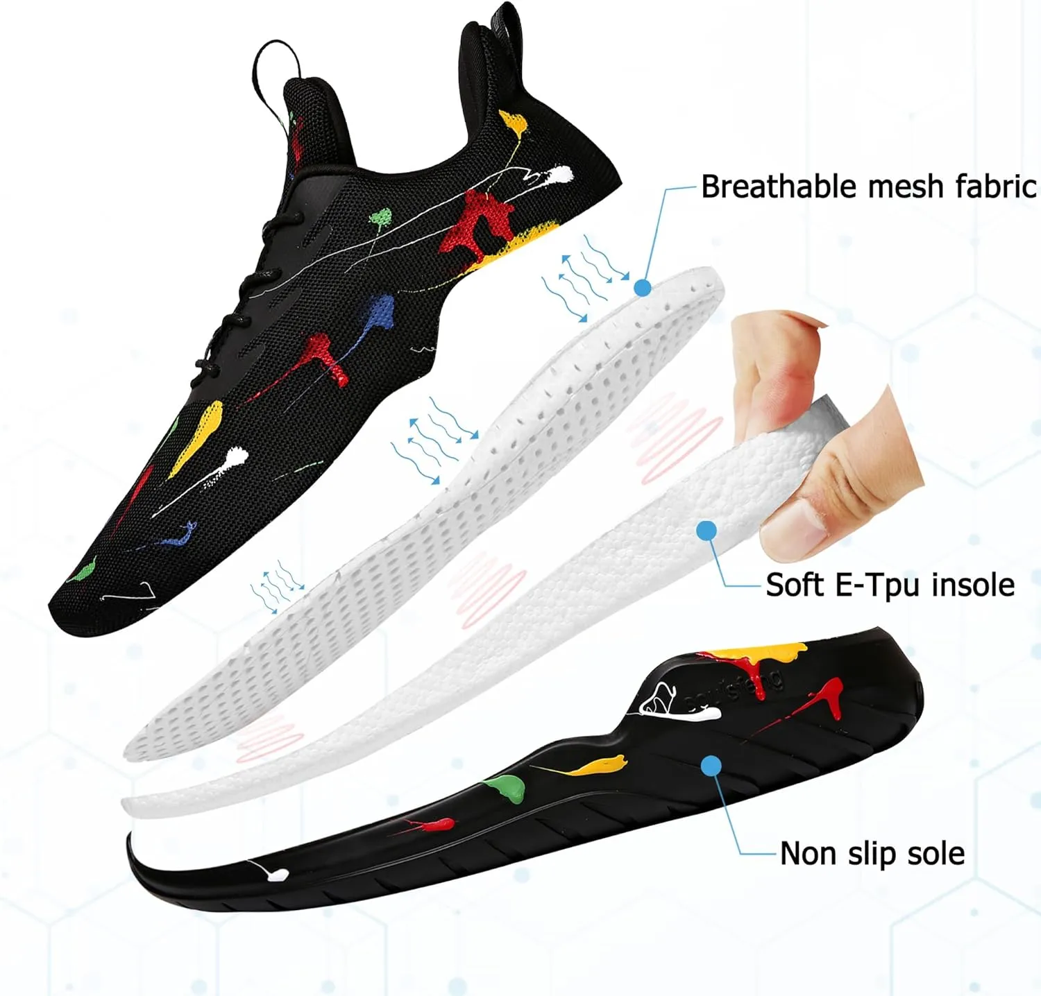 Soulsfeng Mens Running Shoes Lightweight Fashion Stylish Sports Workout Gym Tennis Walking Sneakers Size US 5.5-15