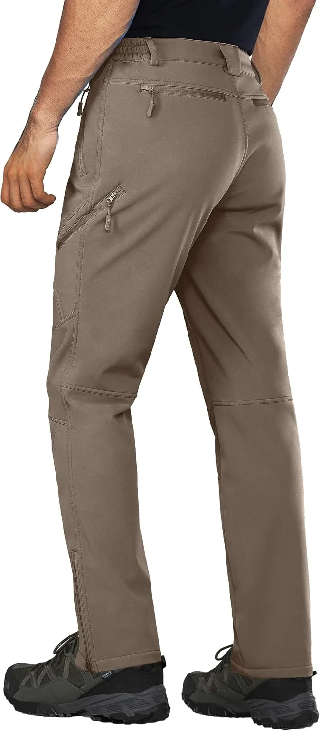 Stlight Mens Snow Ski Water Repellent Softshell Pants for Winter Hiking Fleece Lined Bottom Leg Zipper with 6 Zip Pockets