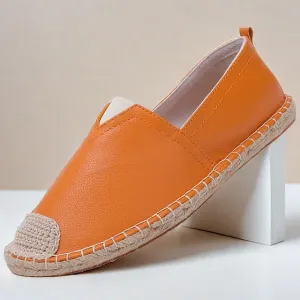 Style Bulk discount Espadrilles: Orange Women's Leather Chic Slip-On with Don't miss it