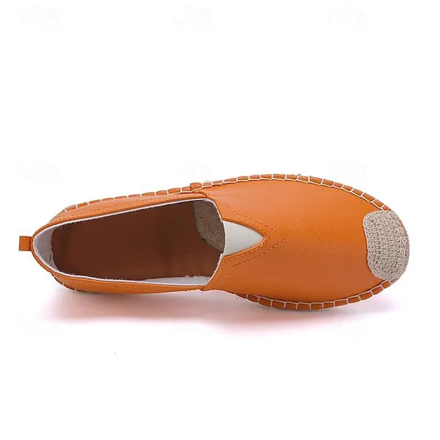 Style Bulk discount Espadrilles: Orange Women's Leather Chic Slip-On with Don't miss it
