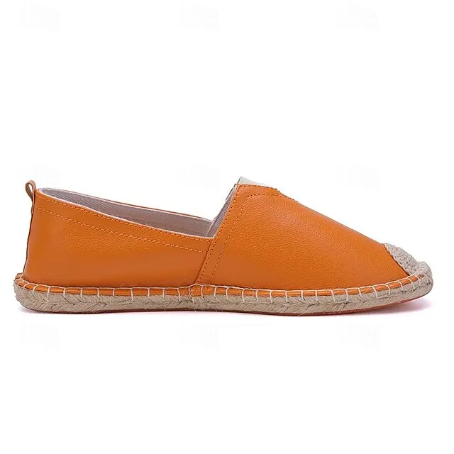Style Bulk discount Espadrilles: Orange Women's Leather Chic Slip-On with Don't miss it