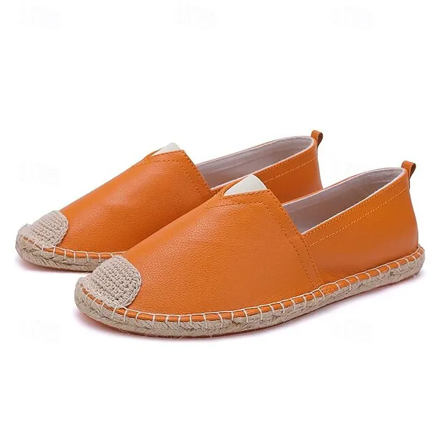 Style Bulk discount Espadrilles: Orange Women's Leather Chic Slip-On with Don't miss it