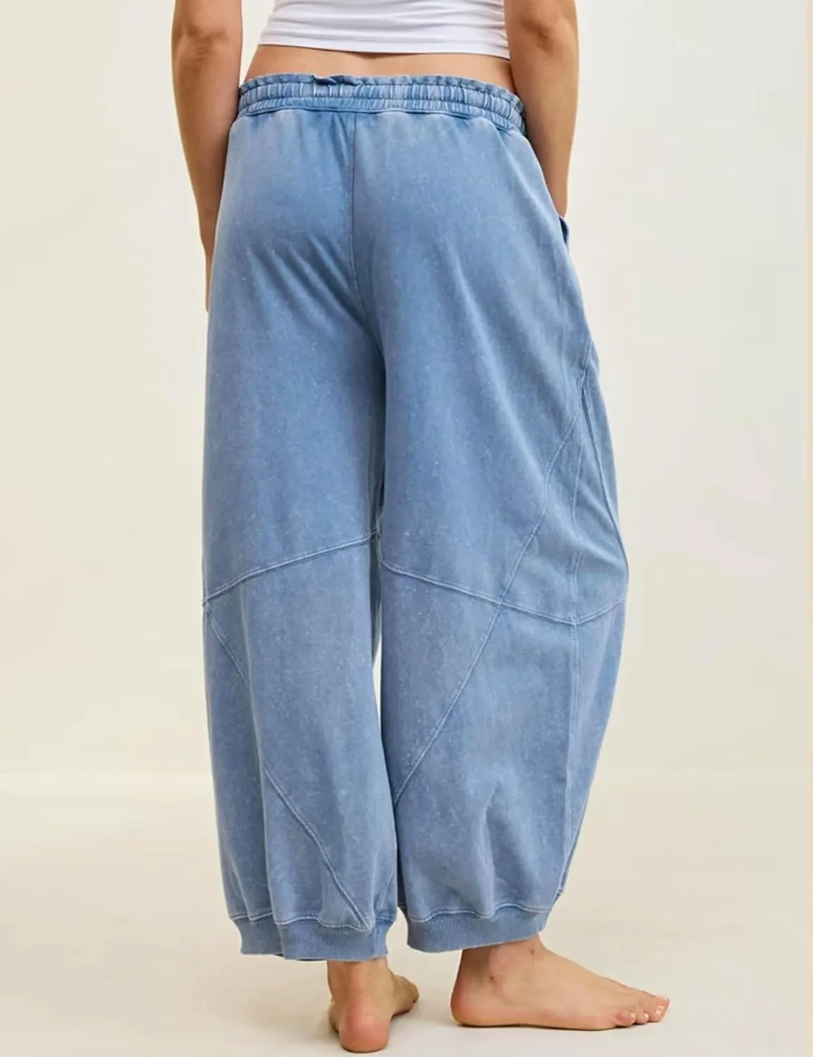 Tanming Womens Baggy Sweatpants Barrel Leg Trousers Elastic Waisted Drawstring Lounge Joggers Pants