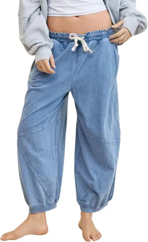 Tanming Womens Baggy Sweatpants Barrel Leg Trousers Elastic Waisted Drawstring Lounge Joggers Pants