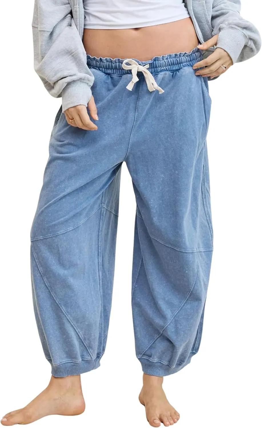 Tanming Womens Baggy Sweatpants Barrel Leg Trousers Elastic Waisted Drawstring Lounge Joggers Pants