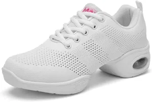 TINRYMX Women Modern Dance Sneakers Lace up Air Cushion Ballroom Jazz Hip hop Practice Dance Shoes,Model-LYX876