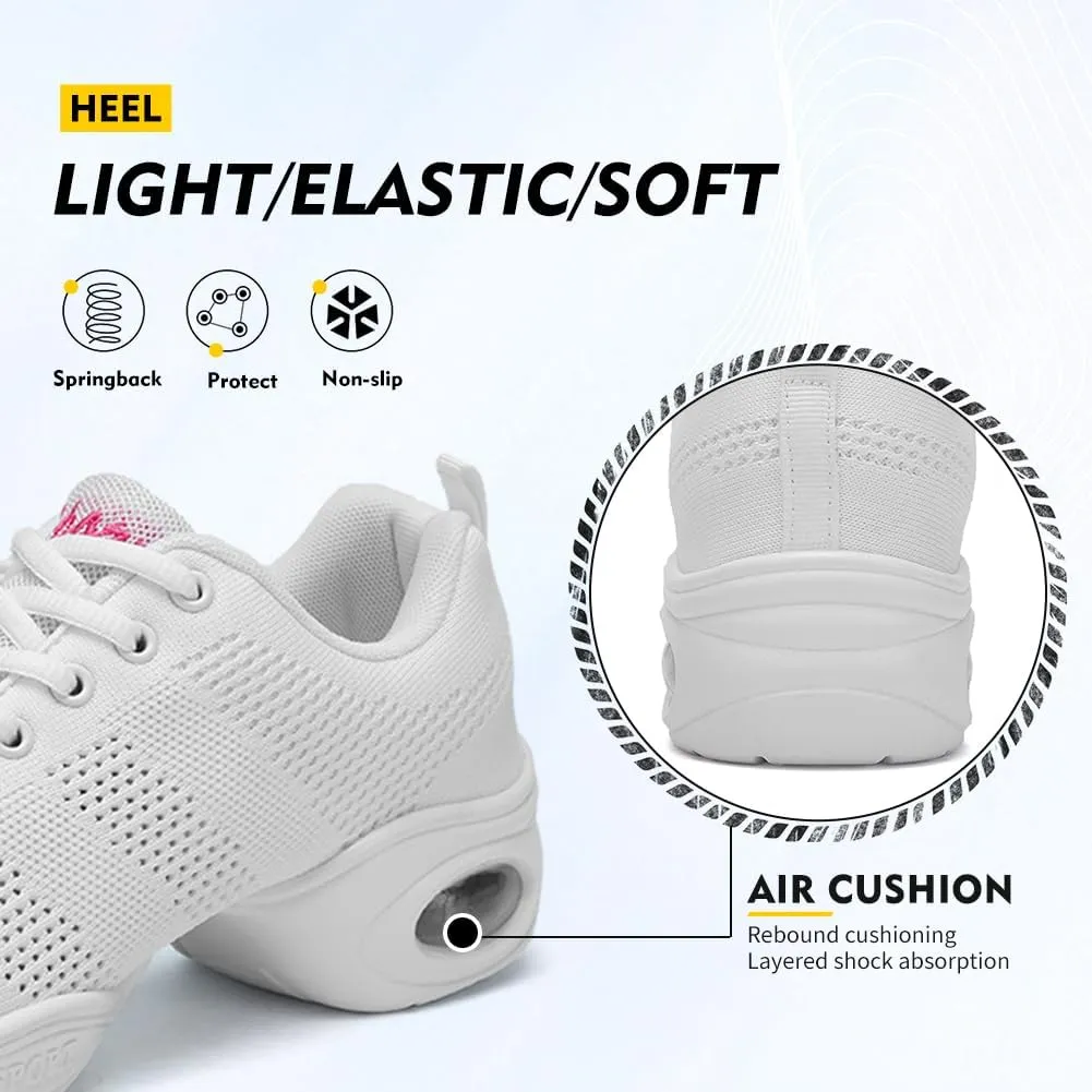 TINRYMX Women Modern Dance Sneakers Lace up Air Cushion Ballroom Jazz Hip hop Practice Dance Shoes,Model-LYX876
