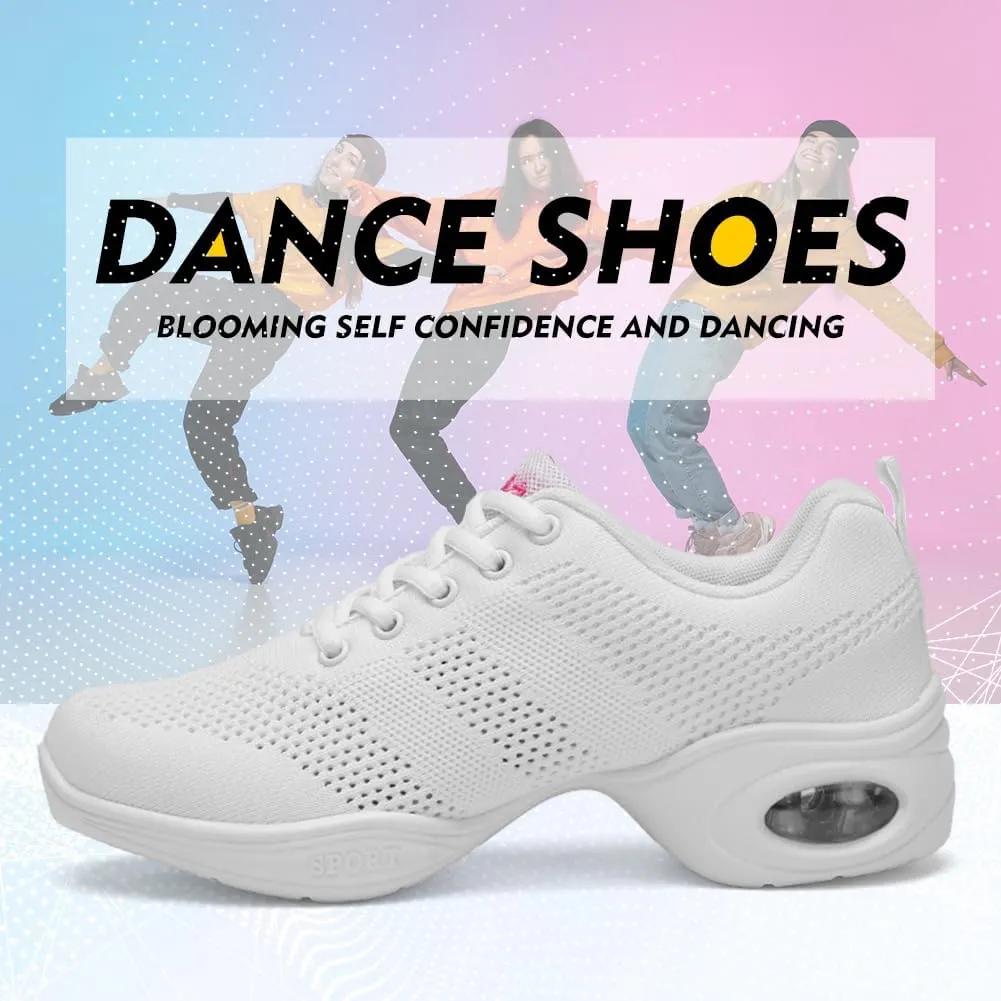 TINRYMX Women Modern Dance Sneakers Lace up Air Cushion Ballroom Jazz Hip hop Practice Dance Shoes,Model-LYX876