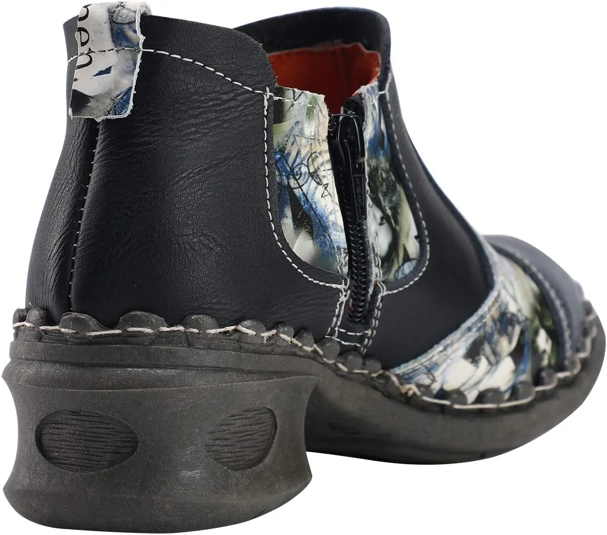 TMA EYES Women's Leather Ankle Booties Casual Shoes Pull on with Zipper for Outdoor