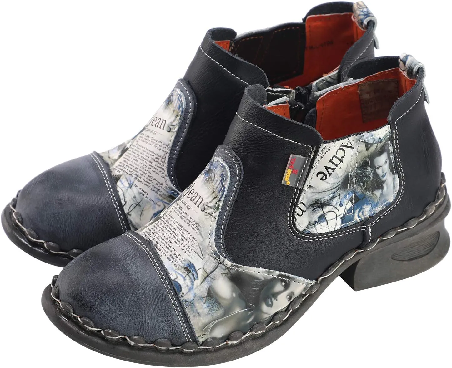 TMA EYES Women's Leather Ankle Booties Casual Shoes Pull on with Zipper for Outdoor