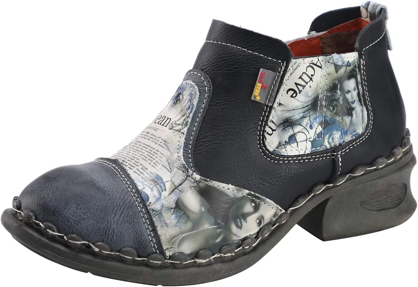 TMA EYES Women's Leather Ankle Booties Casual Shoes Pull on with Zipper for Outdoor