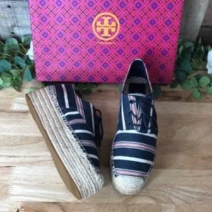 Tory Burch Florence Platform Espadrille, Size 10 M - Blue