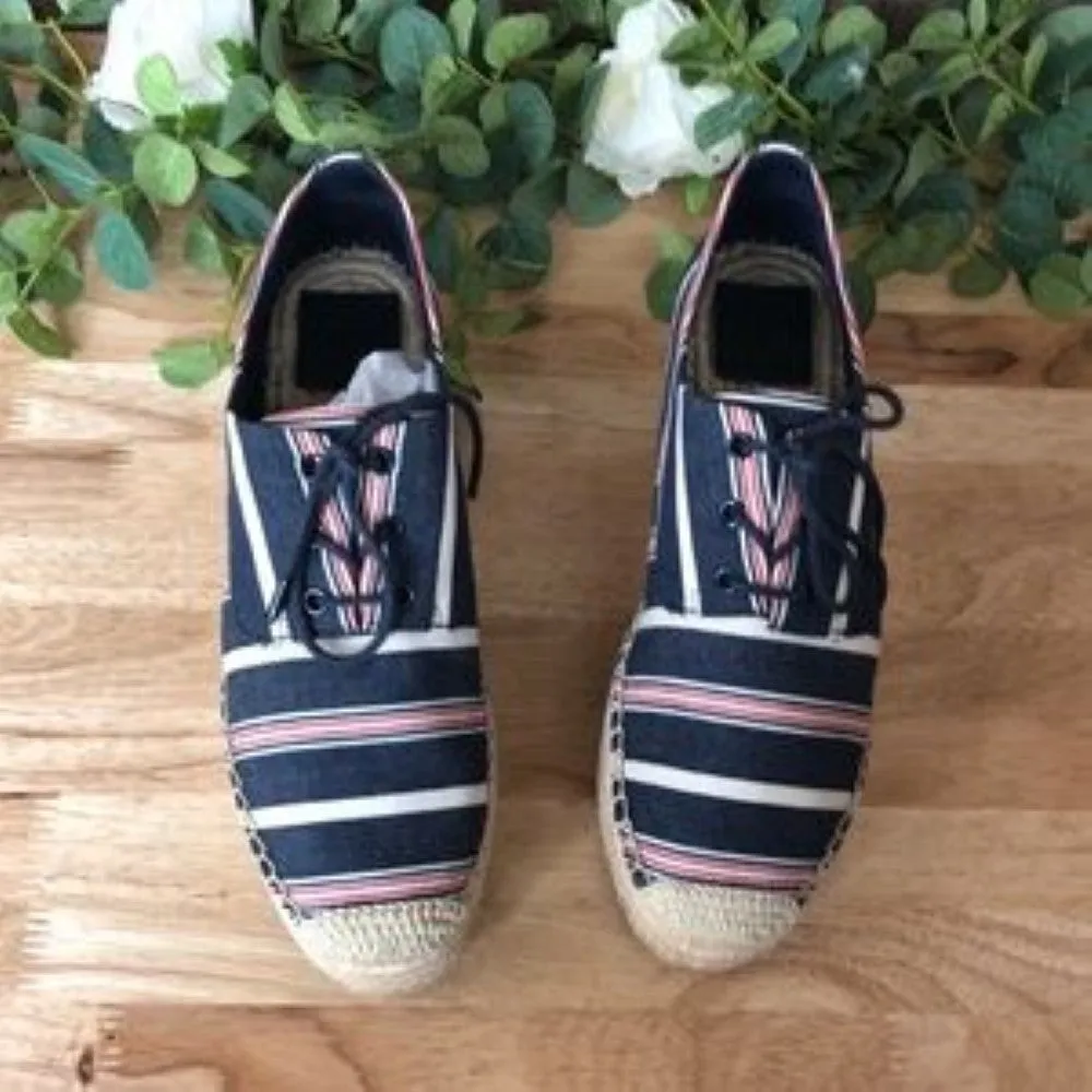 Tory Burch Florence Platform Espadrille, Size 10 M - Blue