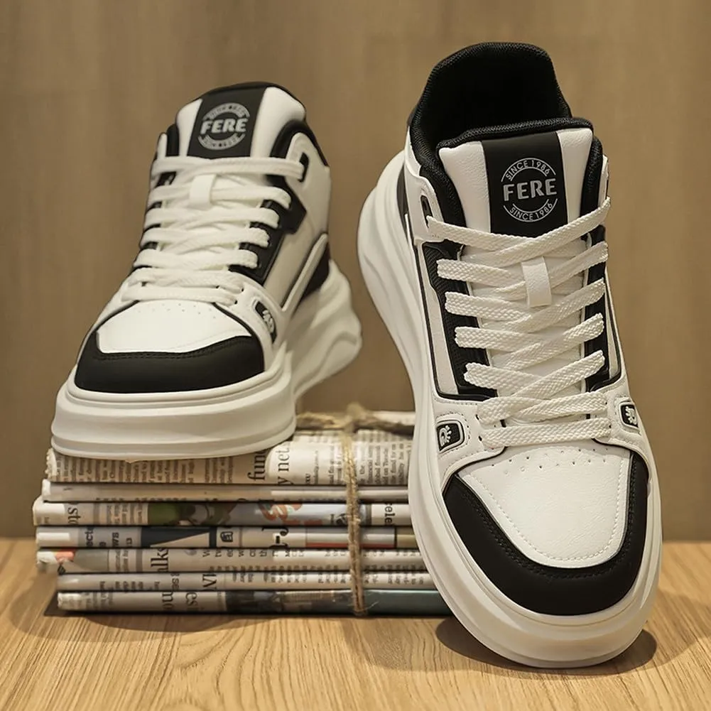 VAXAV Men's Fashion Thick Soled Road Running Platform Sneakers Skate Walking Shoes