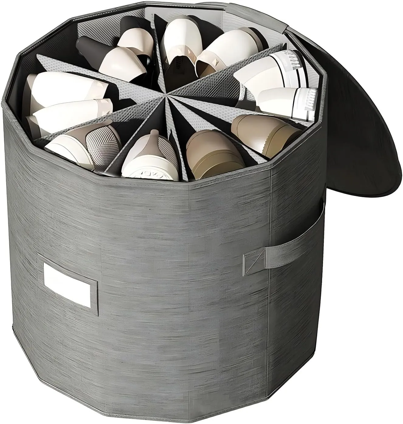 WEALTH Adjustable Shoe Organizer with Multi-Compartment Design, Foldable Storage Bag for Sneakers, Sandals, Flats & Slippers, Portable 5.59in Compact Travel Shoe Case (grey)