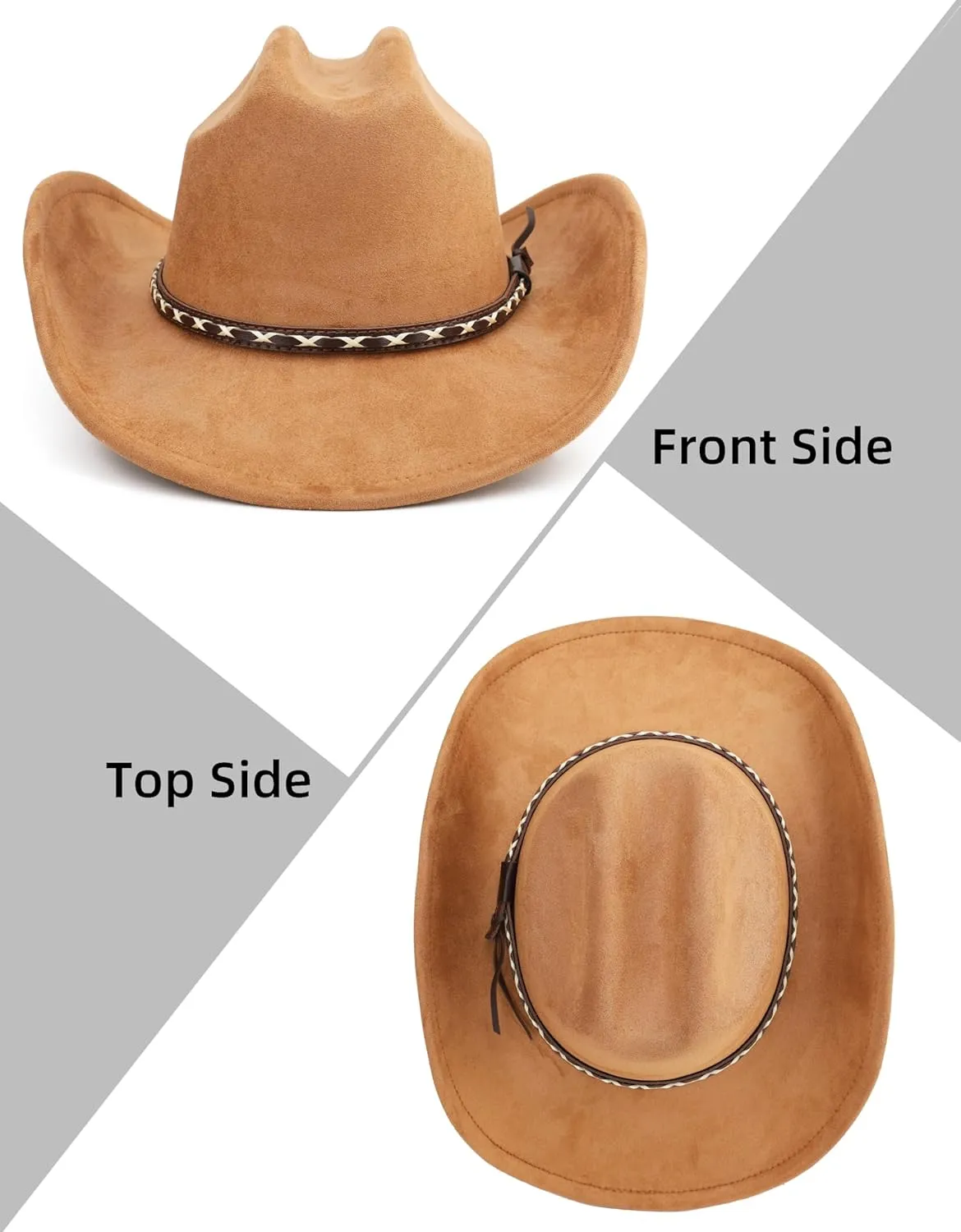 Western Cowboy Hat for Women and Men, Unisex Big Wide Brim Felt Hats for Cowboys and Cowgirls