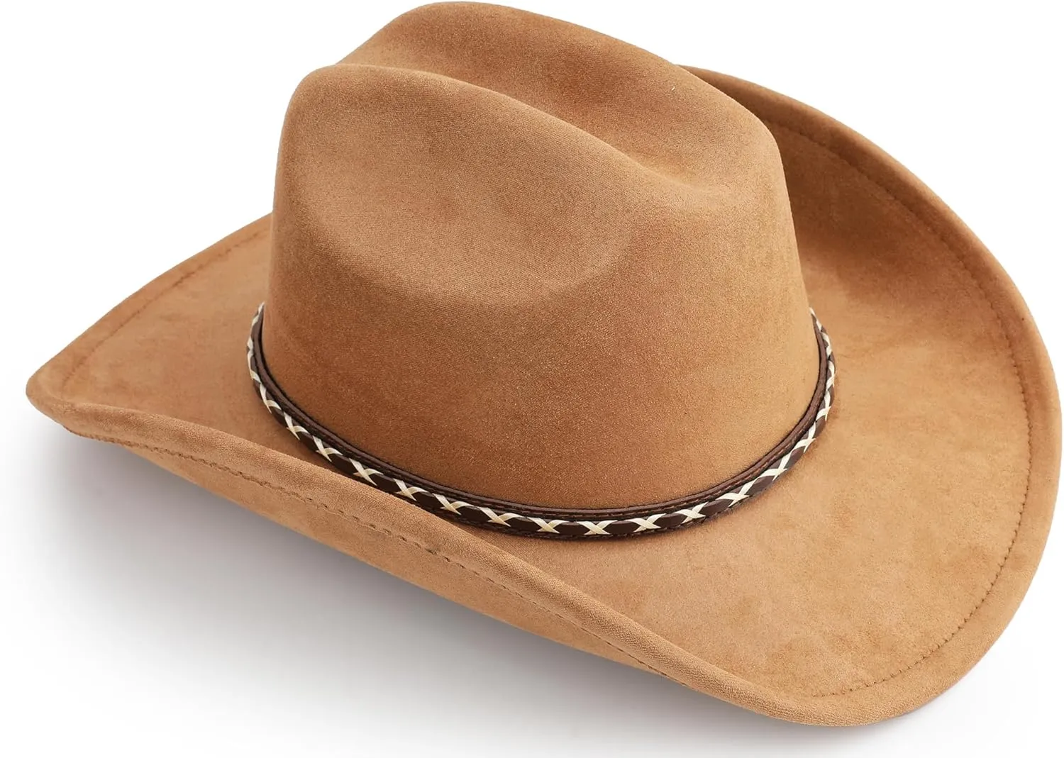 Western Cowboy Hat for Women and Men, Unisex Big Wide Brim Felt Hats for Cowboys and Cowgirls