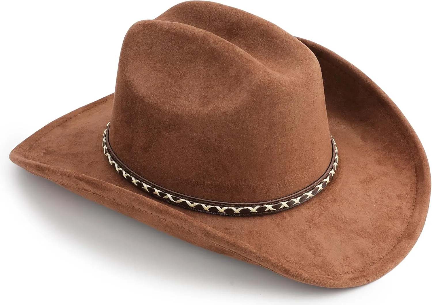 Western Cowboy Hat for Women and Men, Unisex Big Wide Brim Felt Hats for Cowboys and Cowgirls