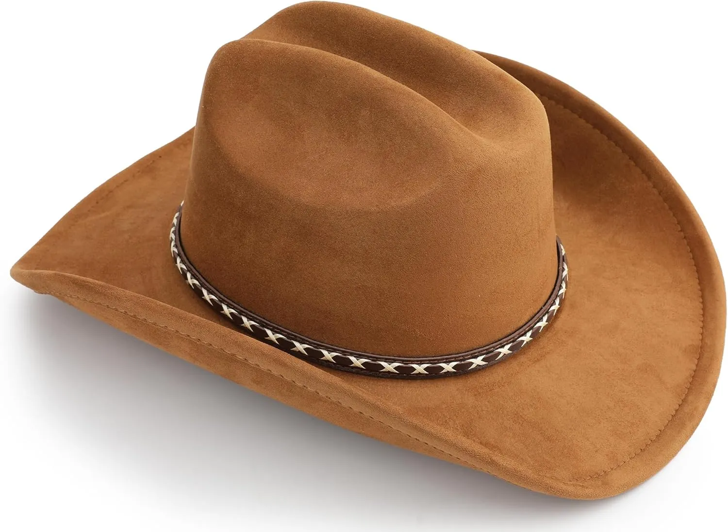 Western Cowboy Hat for Women and Men, Unisex Big Wide Brim Felt Hats for Cowboys and Cowgirls