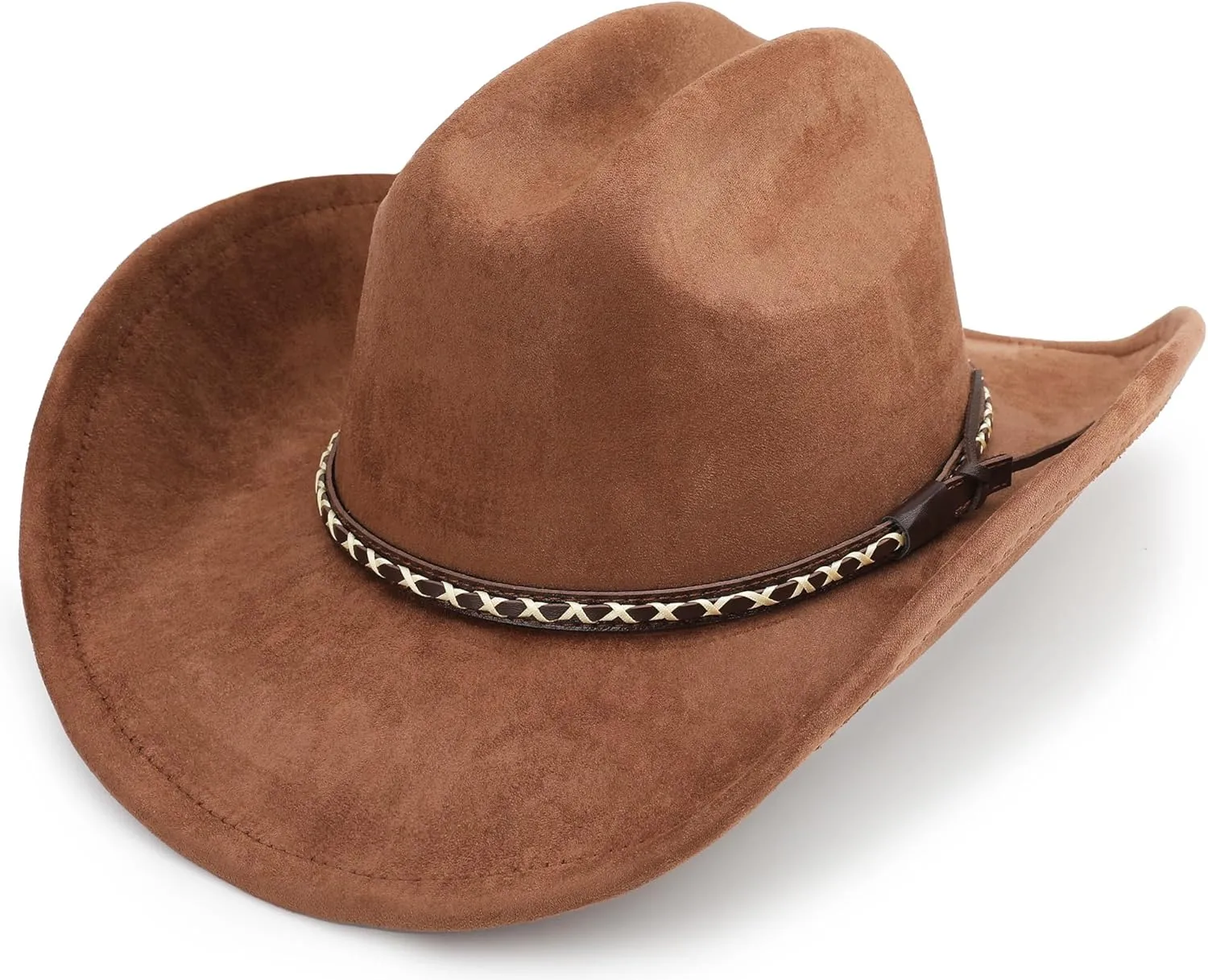 Western Cowboy Hat for Women and Men, Unisex Big Wide Brim Felt Hats for Cowboys and Cowgirls