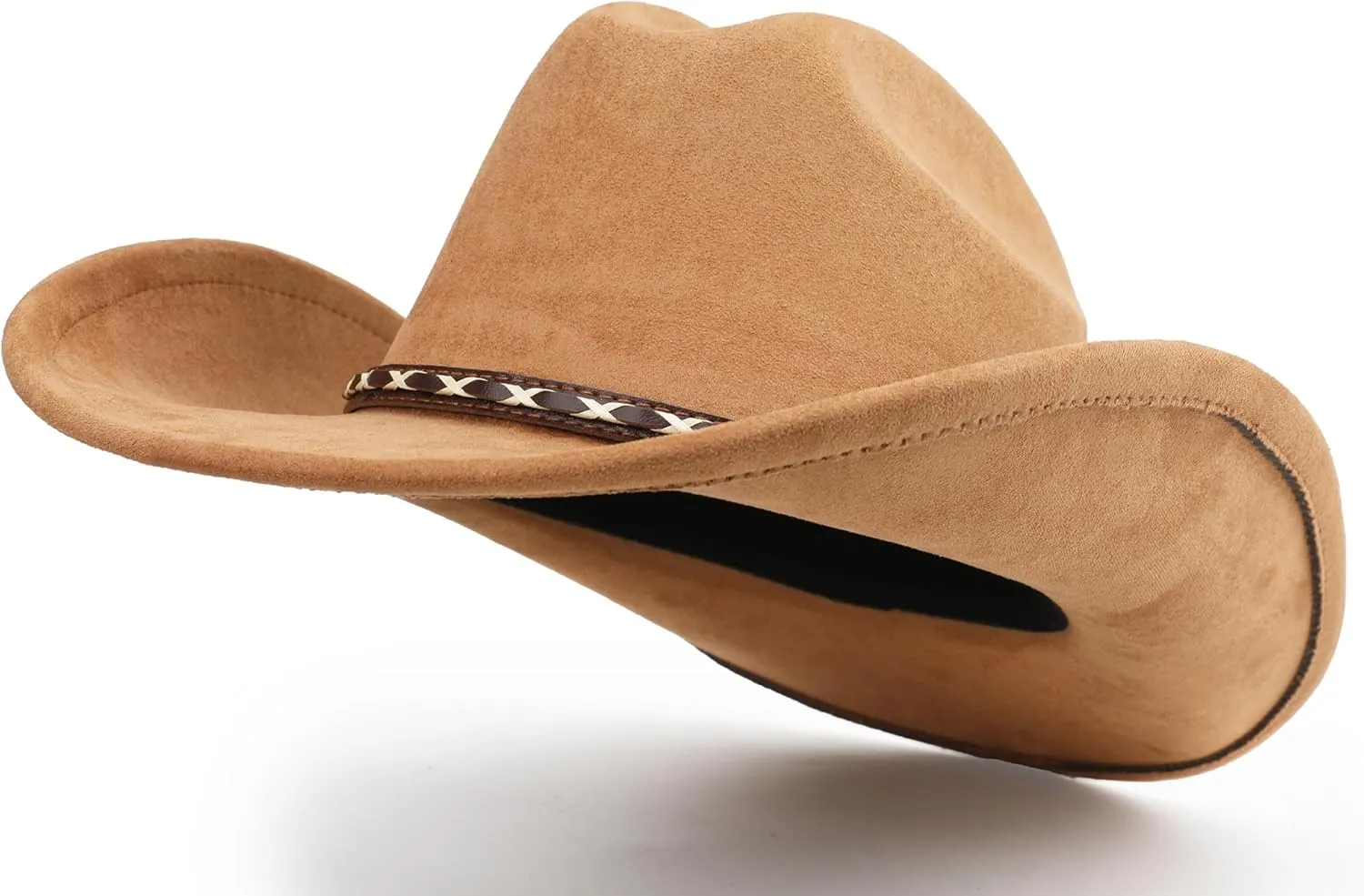 Western Cowboy Hat for Women and Men, Unisex Big Wide Brim Felt Hats for Cowboys and Cowgirls