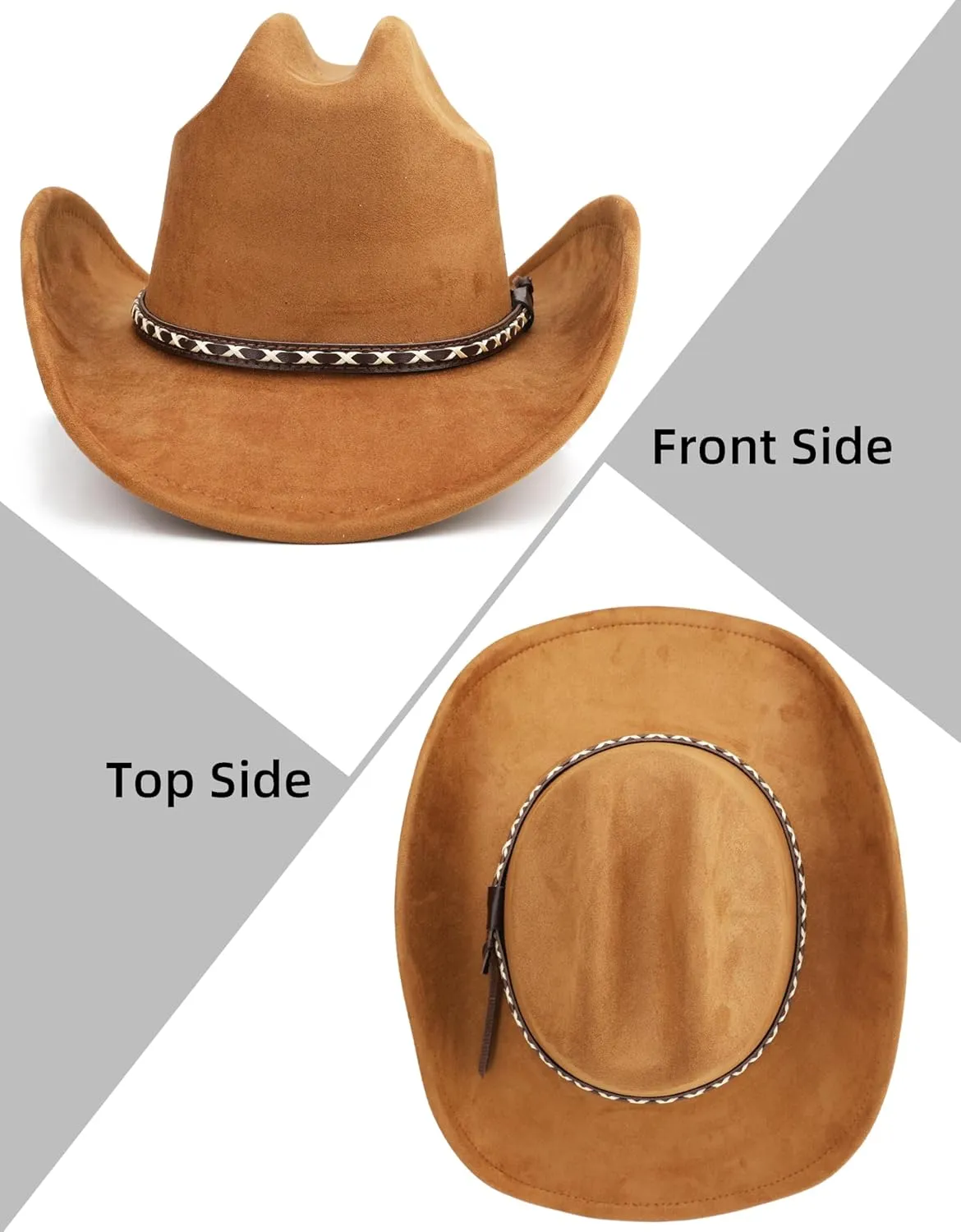 Western Cowboy Hat for Women and Men, Unisex Big Wide Brim Felt Hats for Cowboys and Cowgirls