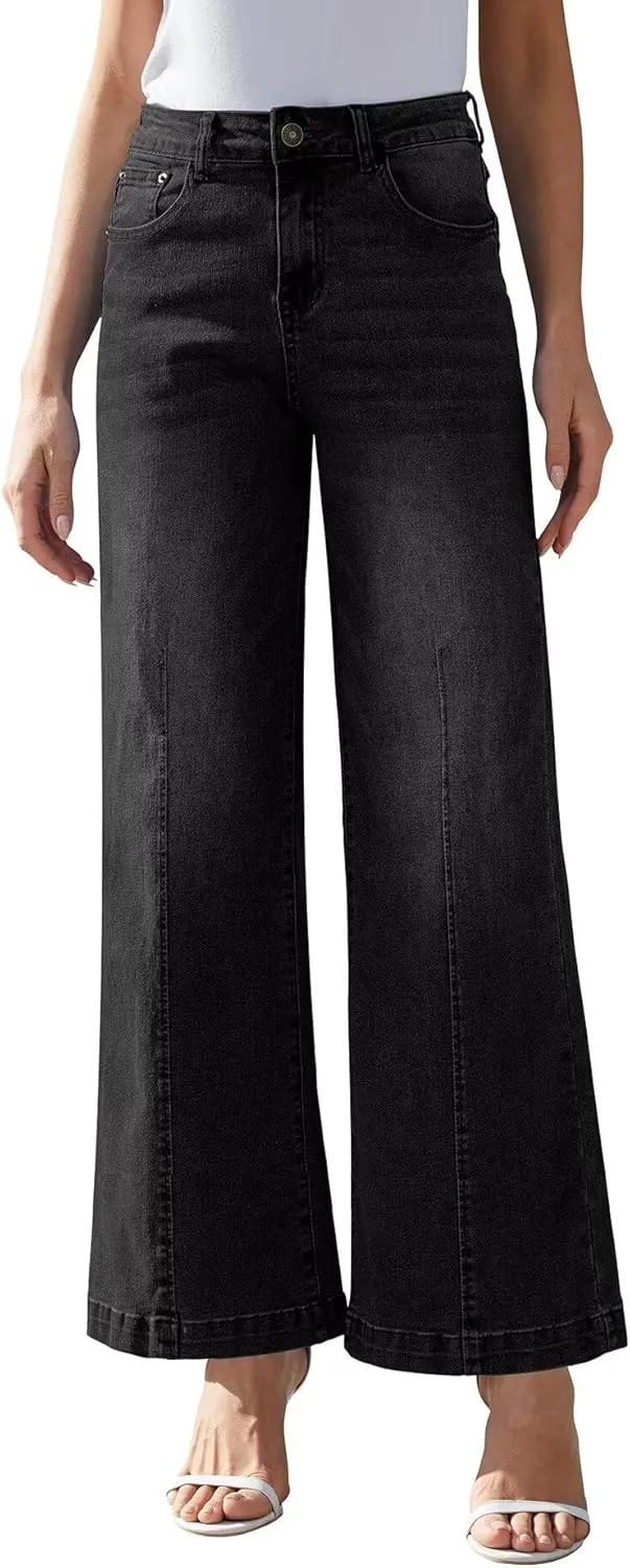 Wide Leg Jeans for Women - High Waisted Baggy Jeans Stretch Loose Denim Pants