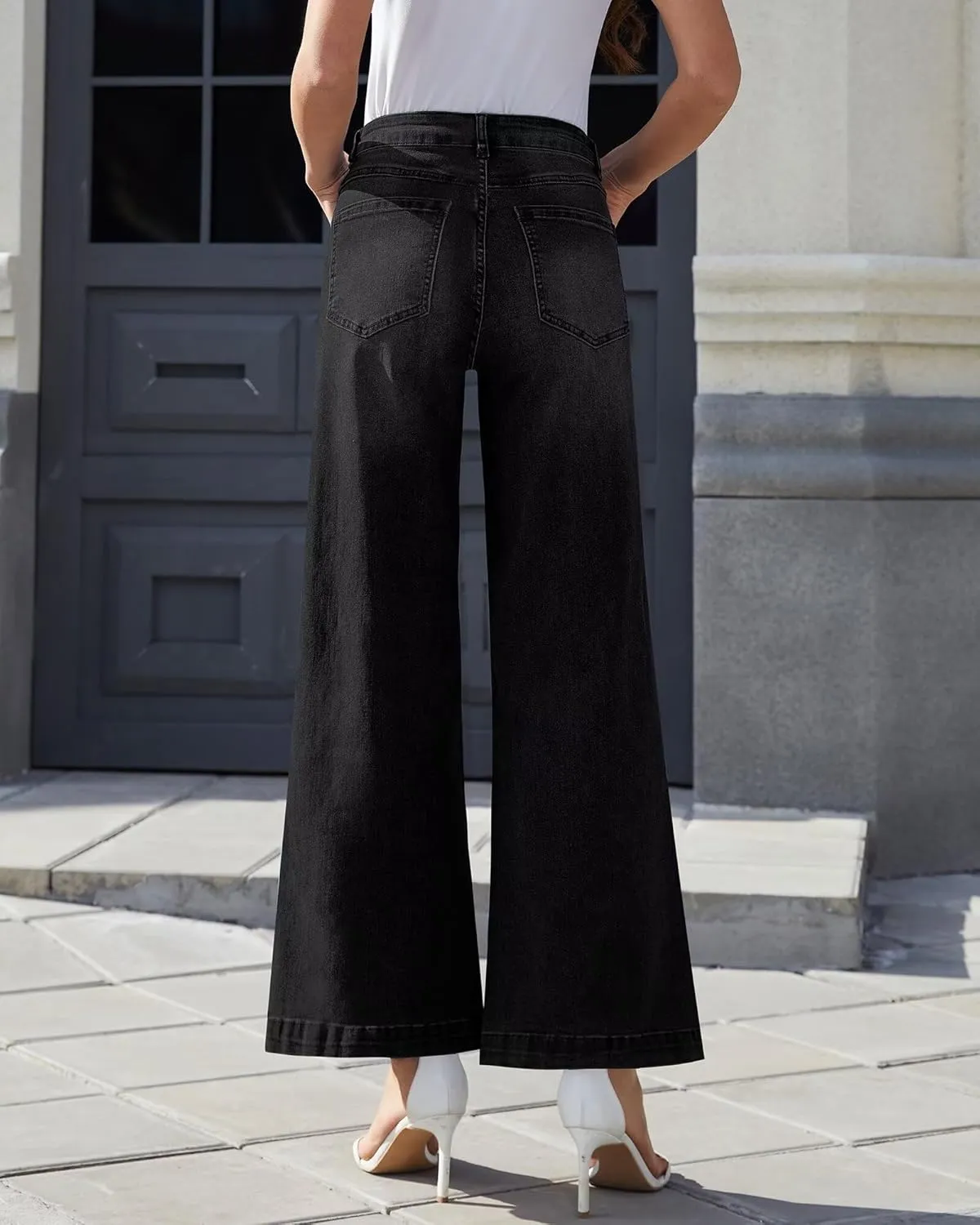 Wide Leg Jeans for Women - High Waisted Baggy Jeans Stretch Loose Denim Pants