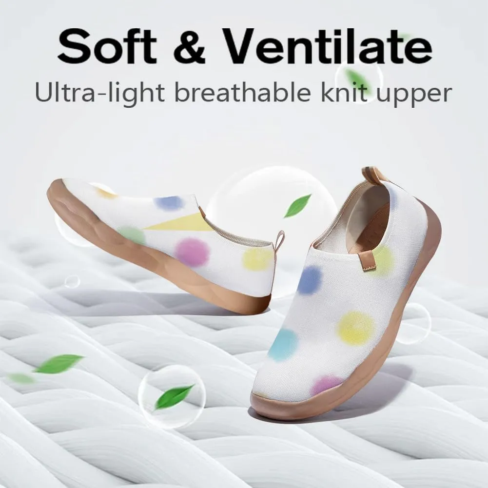 Women's Art Painted Knitted Loafers Fashion Travel Slip On Shoes Lightweight Comfort Walking Sneakers