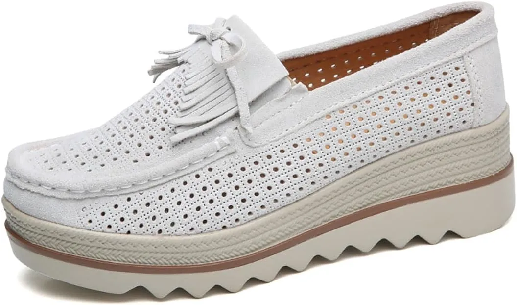 Women's Artificial Leather Casual Comfortable Soft Loafer Retro Ladies Comfort Slip-On Fashion Boat Shoes Classic Flat Block for Running Travel Work Street Wedding Party Night Club