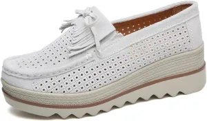 Women's Artificial Leather Casual Comfortable Soft Loafer Retro Ladies Comfort Slip-On Fashion Boat Shoes Classic Flat Block for Running Travel Work Street Wedding Party Night Club