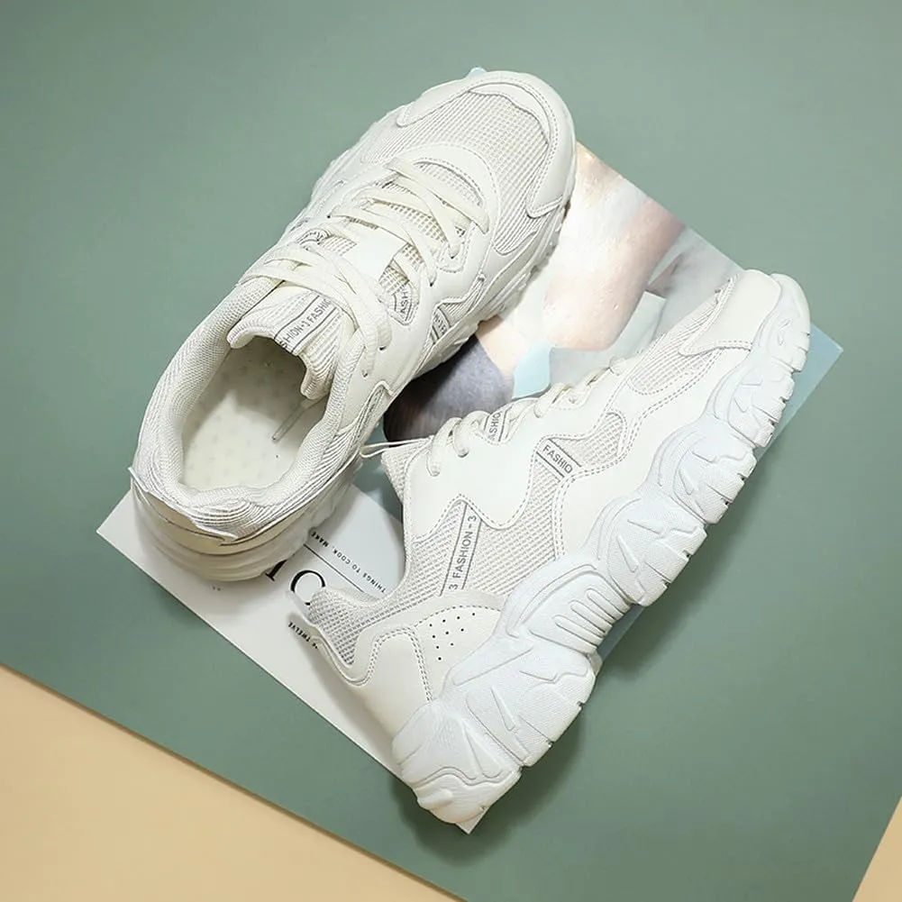 Women's Fashion Thick Sole Mesh Sneakers Road Running Walking Shoes