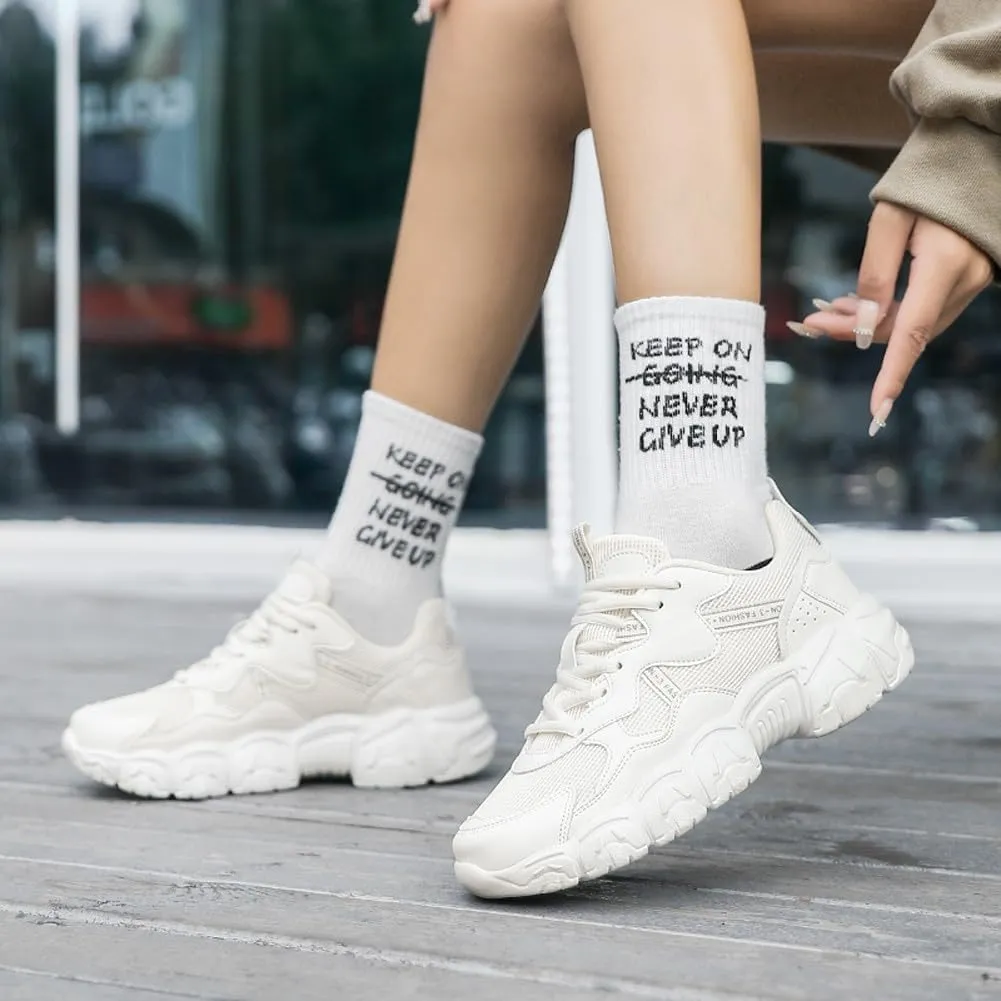 Women's Fashion Thick Sole Mesh Sneakers Road Running Walking Shoes