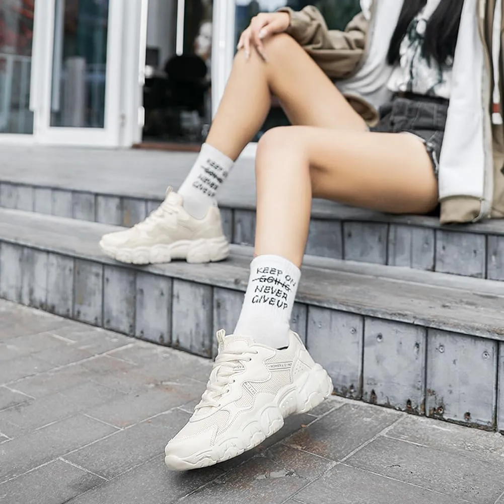 Women's Fashion Thick Sole Mesh Sneakers Road Running Walking Shoes