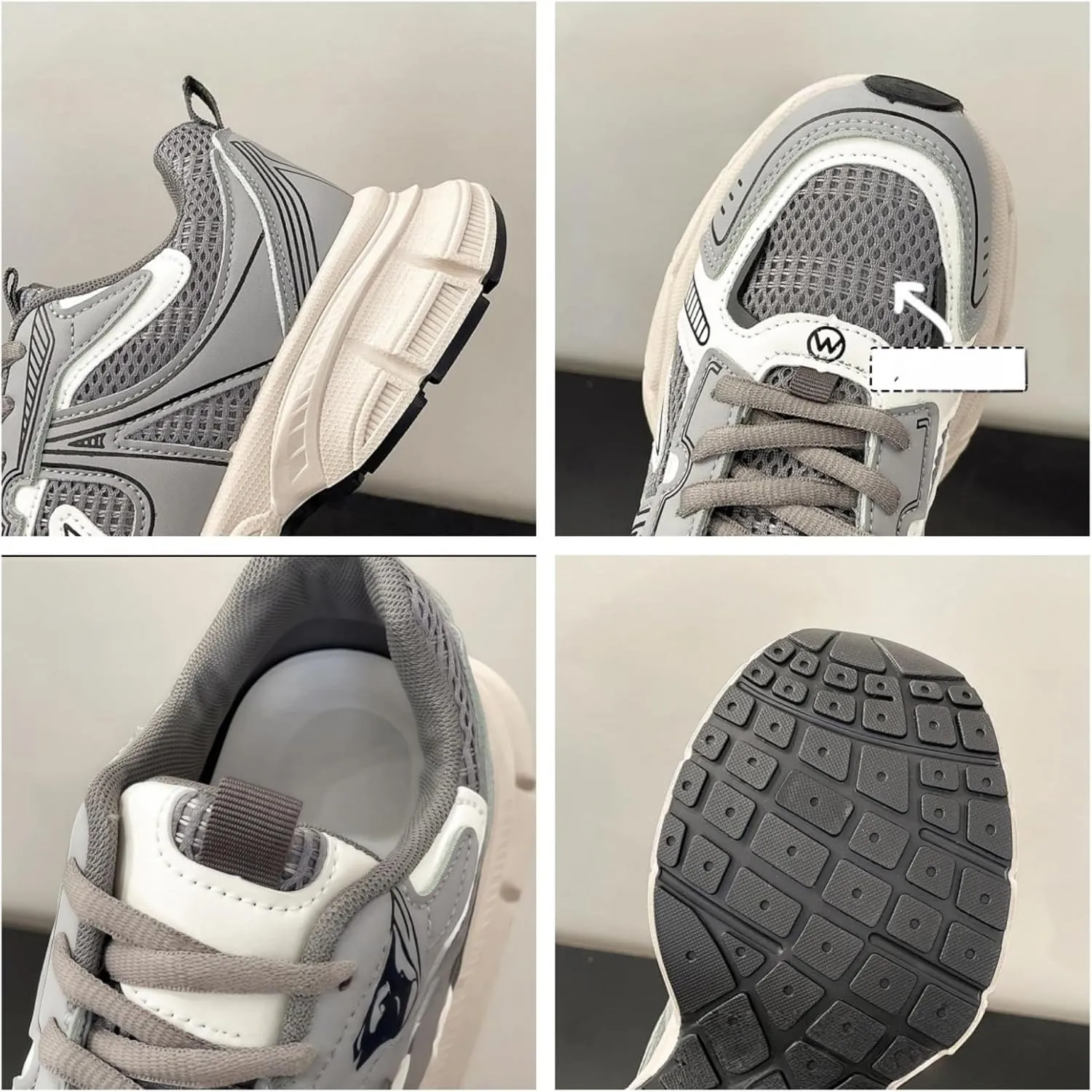 Womens Leather Chunky Platform Lace Up Fashion Sneakers Casual Dress Comfortable Non-Slip Mesh Running Gym Walking Shoes