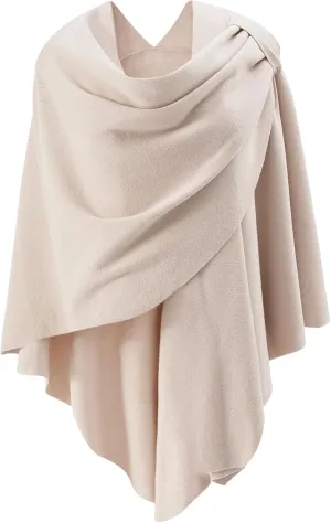 Womens Open Front Poncho Sweater Wrap Topper Knitted Elegant Shawls Cape for Spring Fall Winter