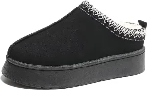 Womens Plush Cuddle Slides - Thick Bottom Shoes for Indoor, Outdoor & Snow Boots