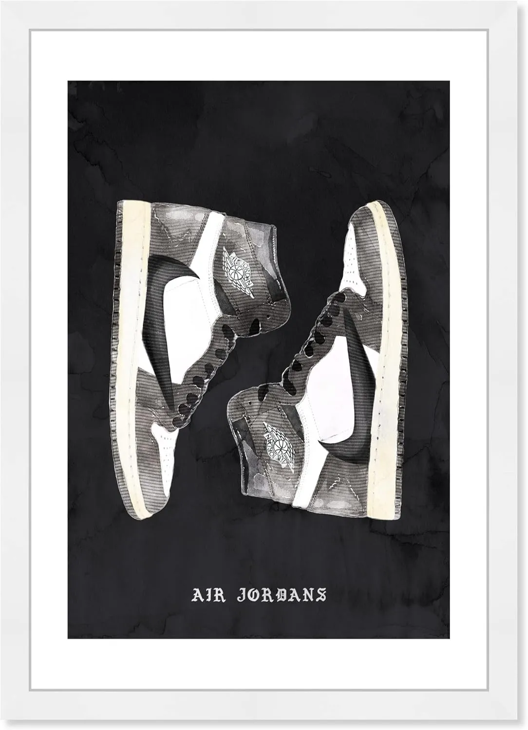 Wynwood Studio Fashion and Glam Modern Retro Basketball Fashion Canvas Wall Art Classic Sneakers III Living Room Bedroom and Bathroom Home Decor 13x19 Black and White