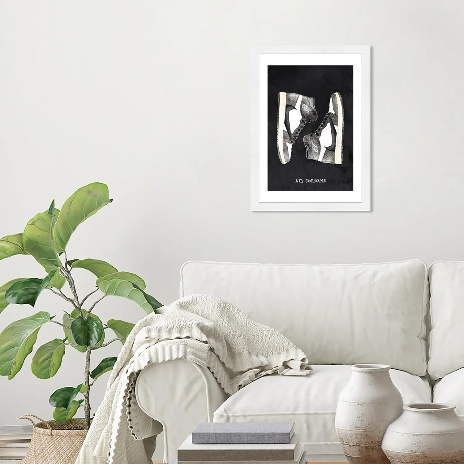 Wynwood Studio Fashion and Glam Modern Retro Basketball Fashion Canvas Wall Art Classic Sneakers III Living Room Bedroom and Bathroom Home Decor 13x19 Black and White