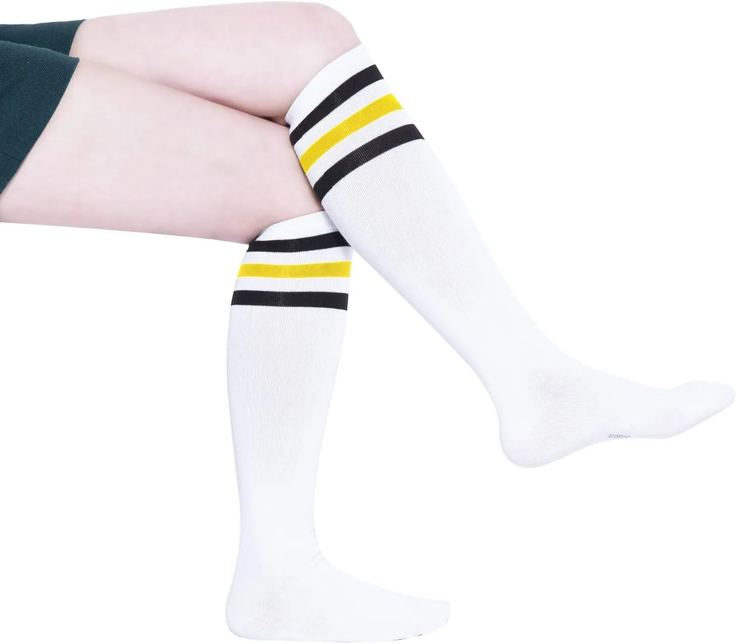 YEJIMONG Knee High Socks Womens 4 Pairs, Cotton Casual Long Socks, Size 6-10