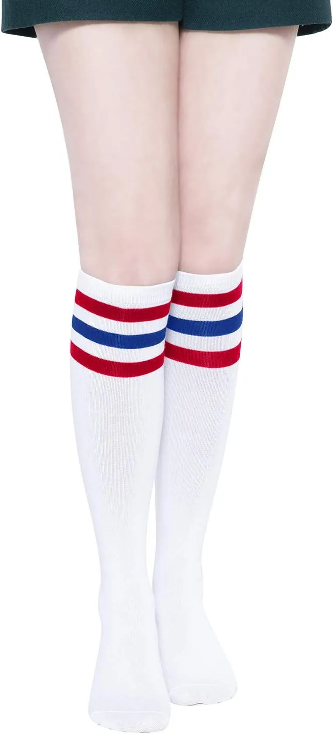 YEJIMONG Knee High Socks Womens 4 Pairs, Cotton Casual Long Socks, Size 6-10